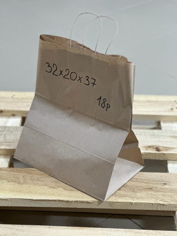 Пакет бумажный крафт с кручеными ручками 320*200*370мм